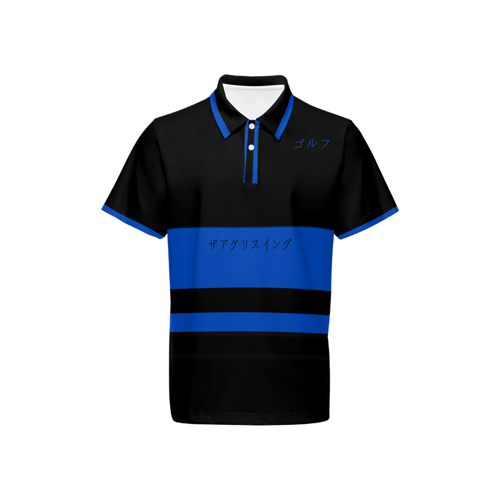 "ザアグリースイング" golf polo blue