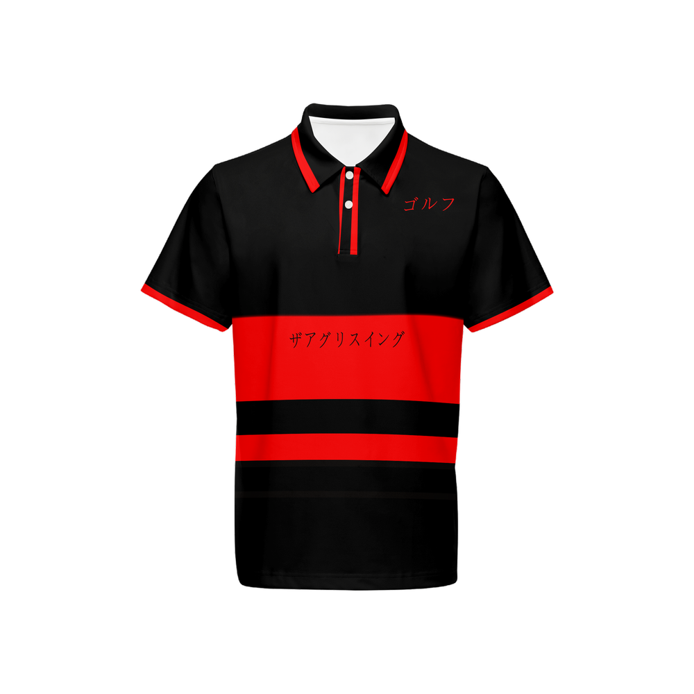 "ザアグリースイング" golf polo red