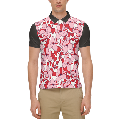 "Theuglyswing" Pink Flower Polo Slim fit