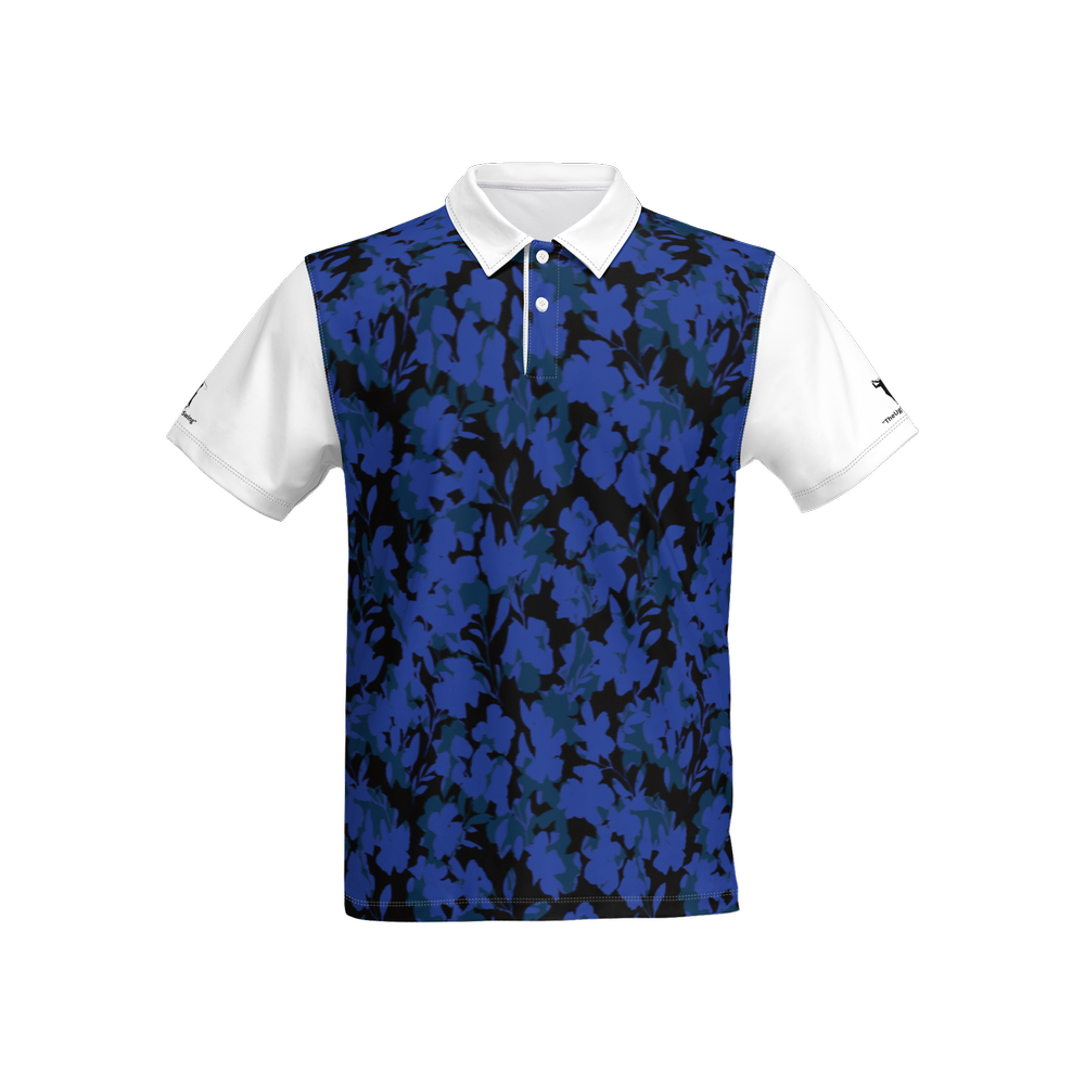 "theuglyswing" Blue flower Polo Slim fit