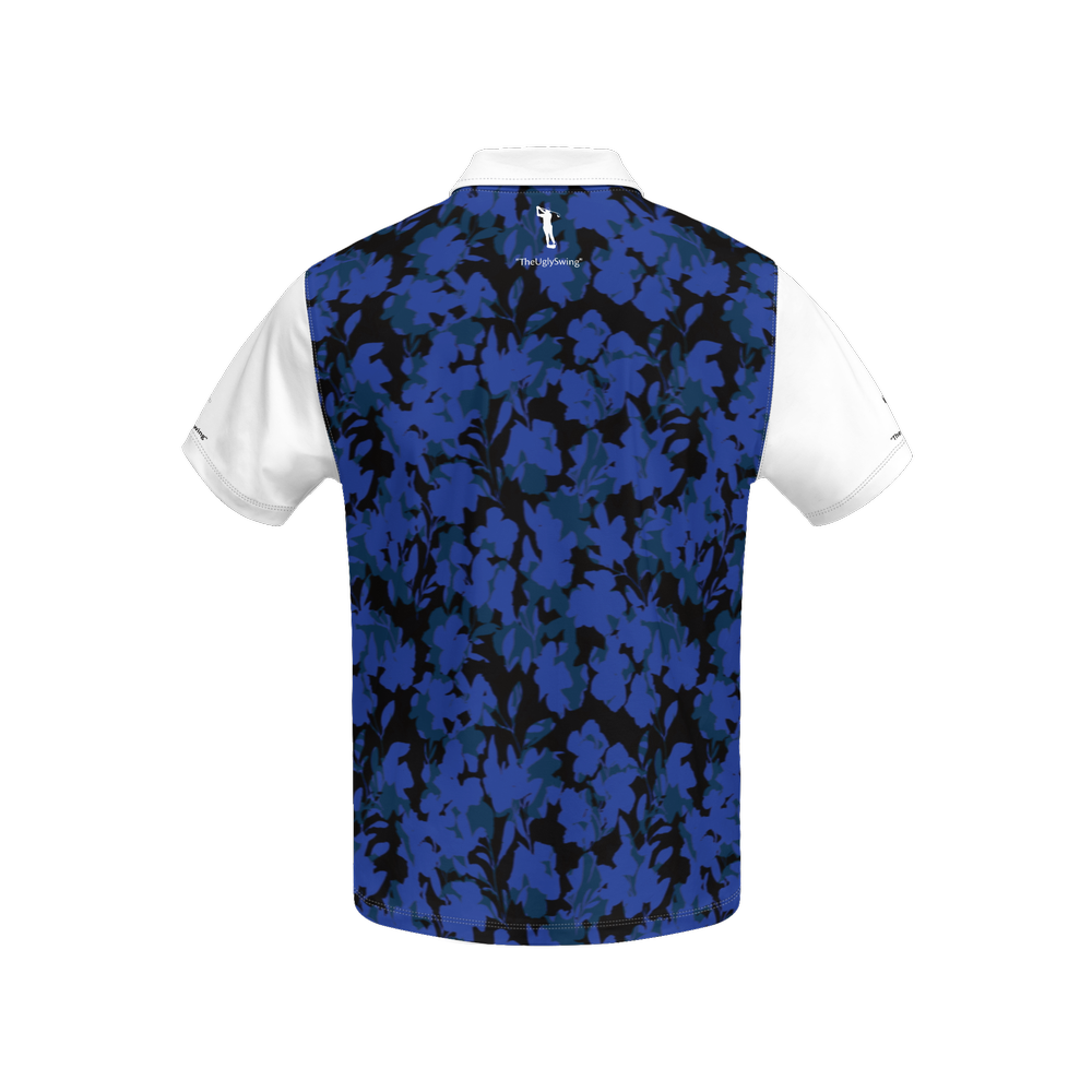 "theuglyswing" Blue flower Polo Slim fit